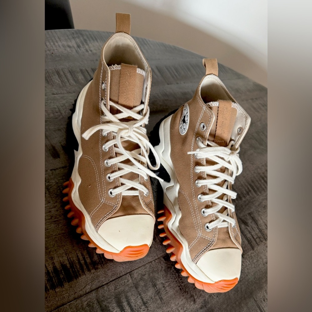 Converse High-Top Sneakers in Tan and Orange
